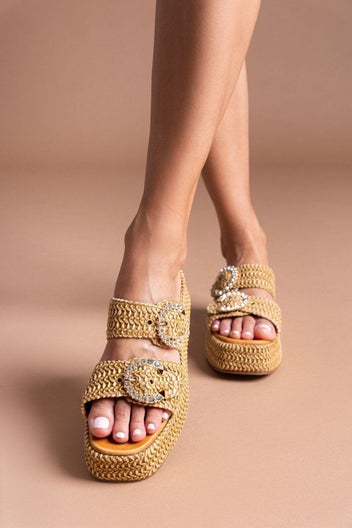 Flatforms σανδάλια με στρας Mariella Fabiani 2503/02 - Ταμπά - thefashionproject.gr - Mariella Fabiani