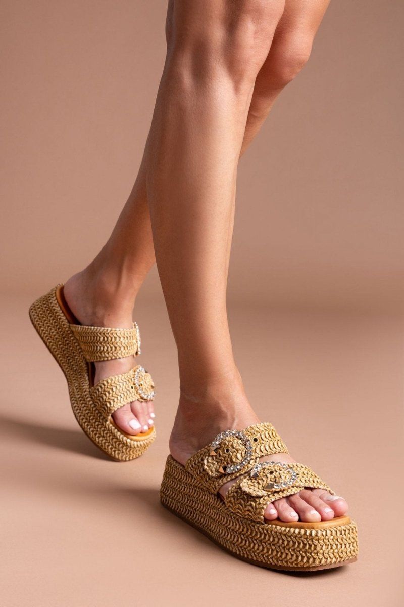 Flatforms σανδάλια με στρας Mariella Fabiani 2503/02 - Ταμπά - thefashionproject.gr - Mariella Fabiani
