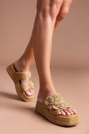 Flatforms σανδάλια με στρας Mariella Fabiani 2503/02 - Ταμπά - thefashionproject.gr - Mariella Fabiani