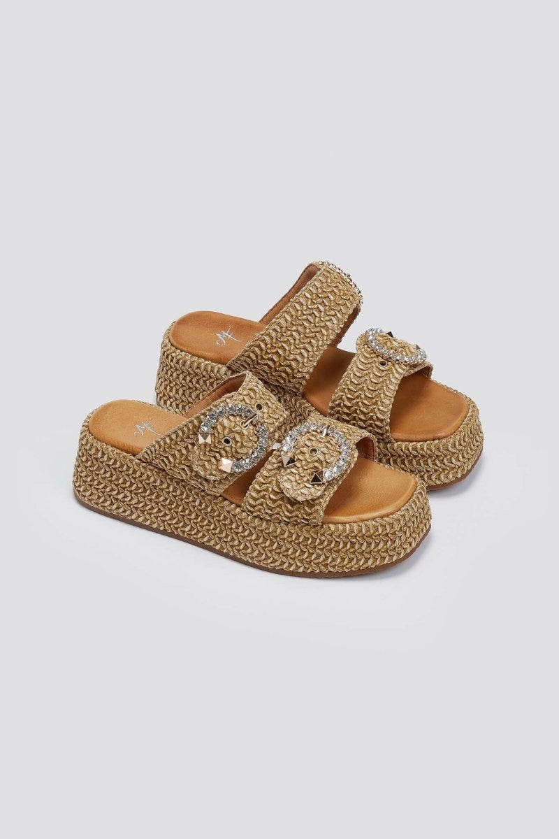 Flatforms σανδάλια με στρας Mariella Fabiani 2503/02 - Ταμπά - thefashionproject.gr - Mariella Fabiani