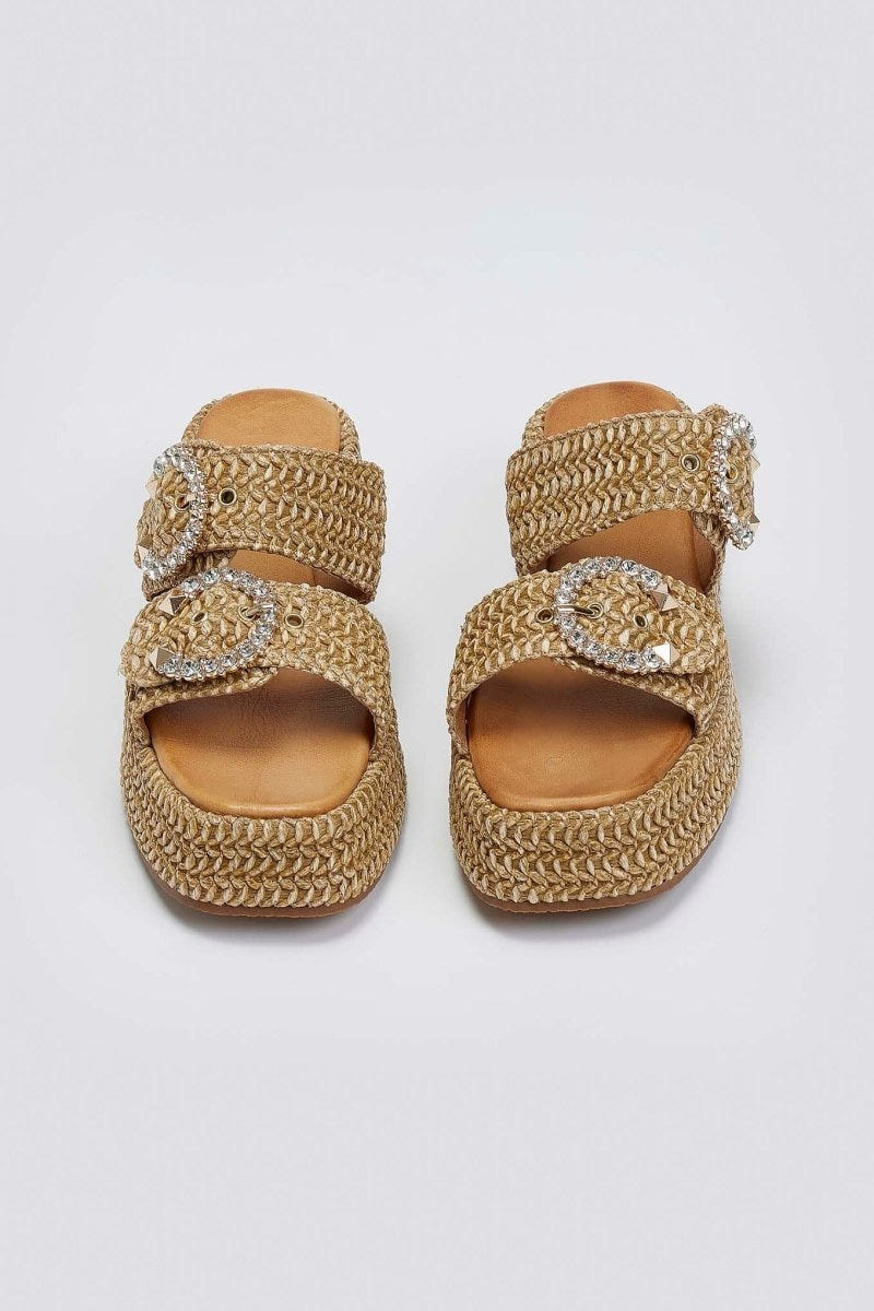 Flatforms σανδάλια με στρας Mariella Fabiani 2503/02 - Ταμπά - thefashionproject.gr - Mariella Fabiani