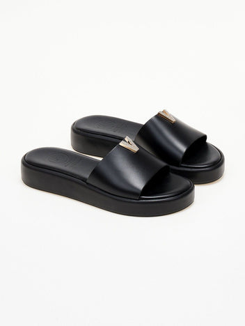 Flatforms σανδάλια με στρας στοιχείο TFP - Μαύρο - thefashionproject.gr - TFP