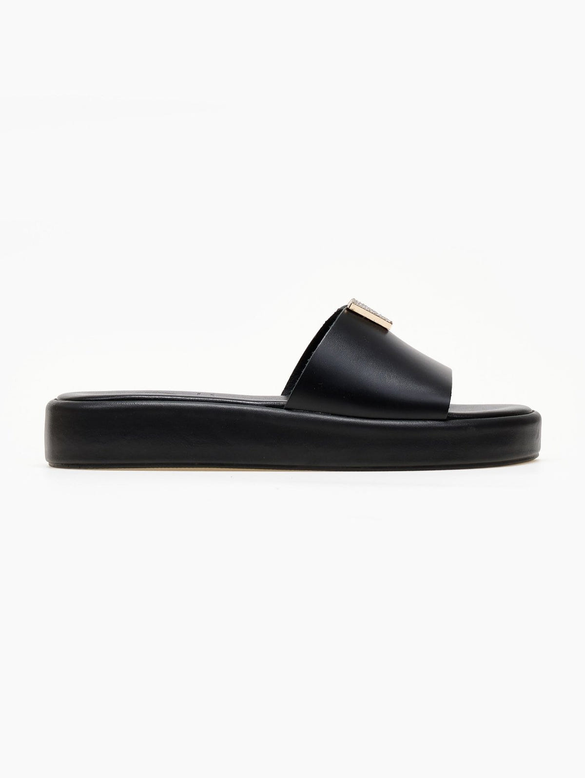 Flatforms σανδάλια με στρας στοιχείο TFP - Μαύρο - thefashionproject.gr - TFP