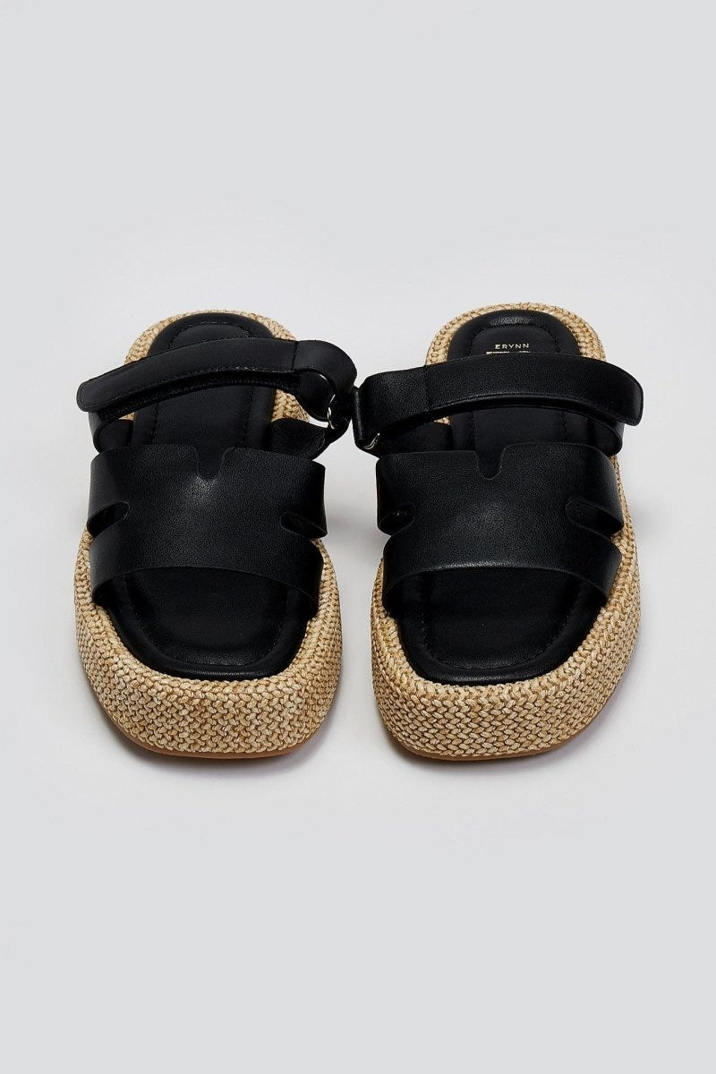 Flatforms σανδάλια με velcro ERYNN - Μαύρο - thefashionproject.gr - ERYNN