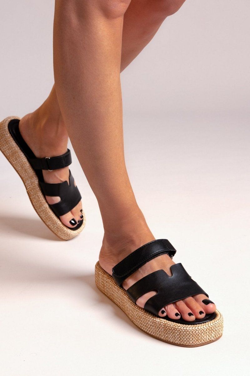 Flatforms σανδάλια με velcro ERYNN - Μαύρο - thefashionproject.gr - ERYNN