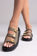 Flatforms σανδάλια nubuck Tfp - Χακί - thefashionproject.gr - TFP