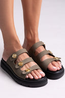 Flatforms σανδάλια nubuck Tfp - Χακί - thefashionproject.gr - TFP