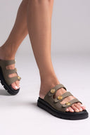 Flatforms σανδάλια nubuck Tfp - Χακί - thefashionproject.gr - TFP