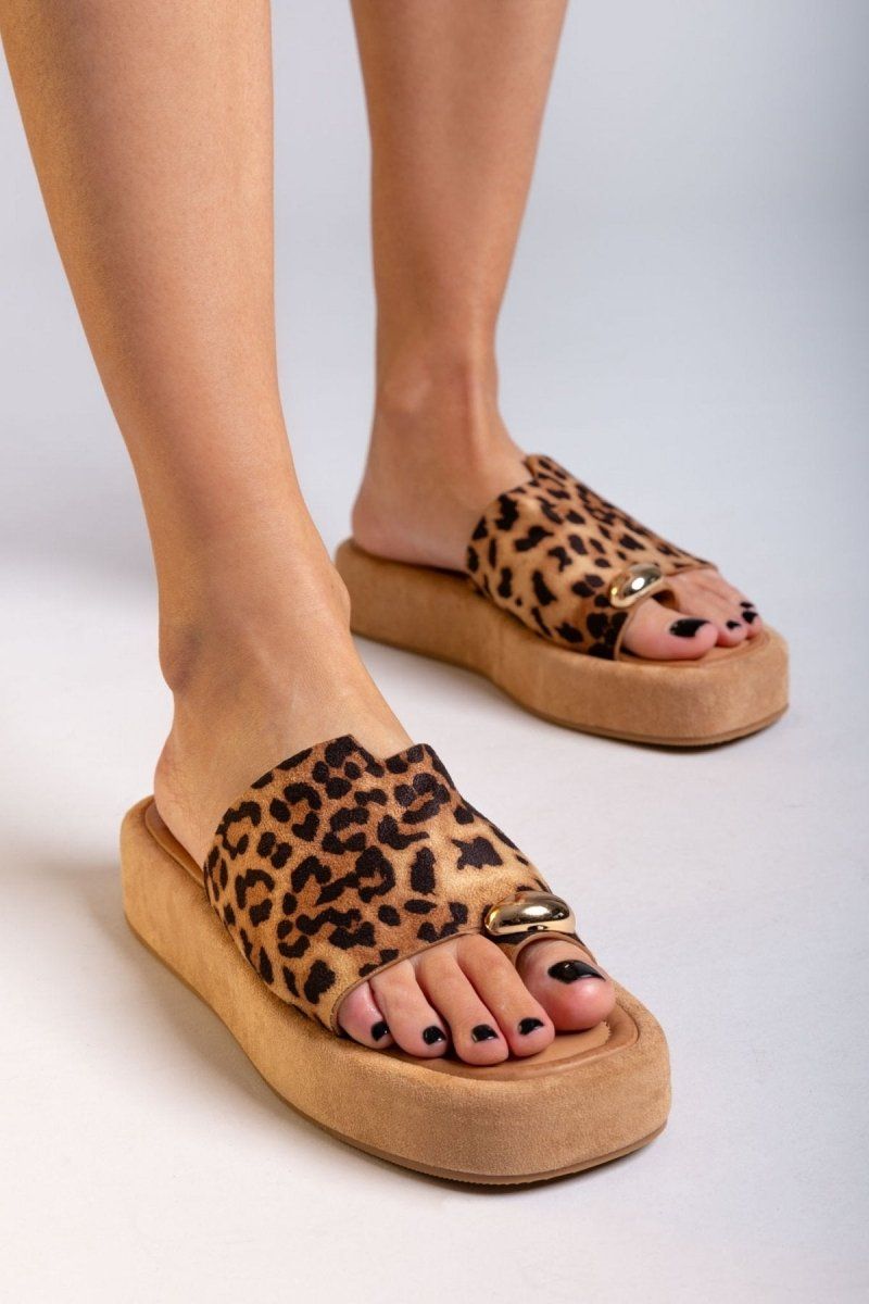 Flatforms σανδάλια suede ERYNN - Leopard - thefashionproject.gr - ERYNN