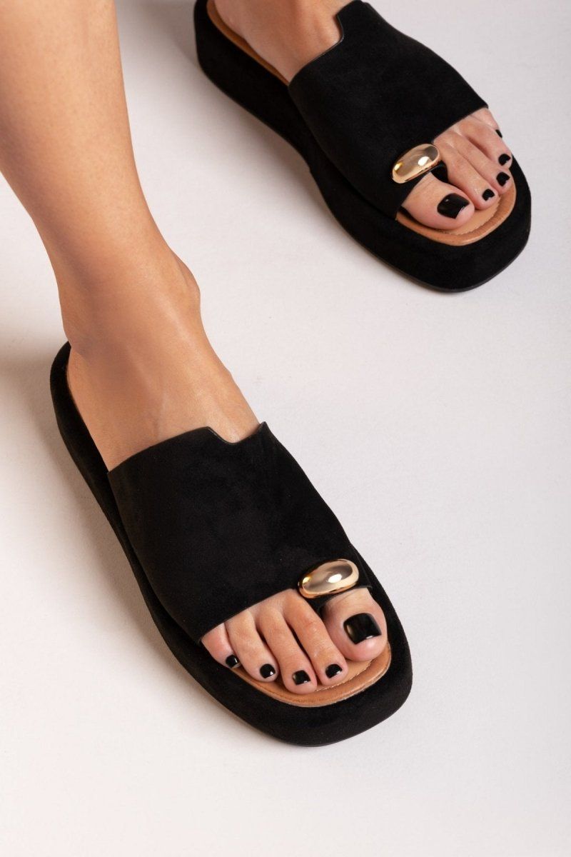 Flatforms σανδάλια suede ERYNN - Μαύρο - thefashionproject.gr - ERYNN