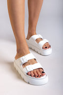 Flatforms slides με τοκάδες ATENEO - Λευκό - thefashionproject.gr - ATENEO