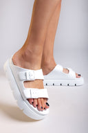 Flatforms slides με τοκάδες ATENEO - Λευκό - thefashionproject.gr - ATENEO