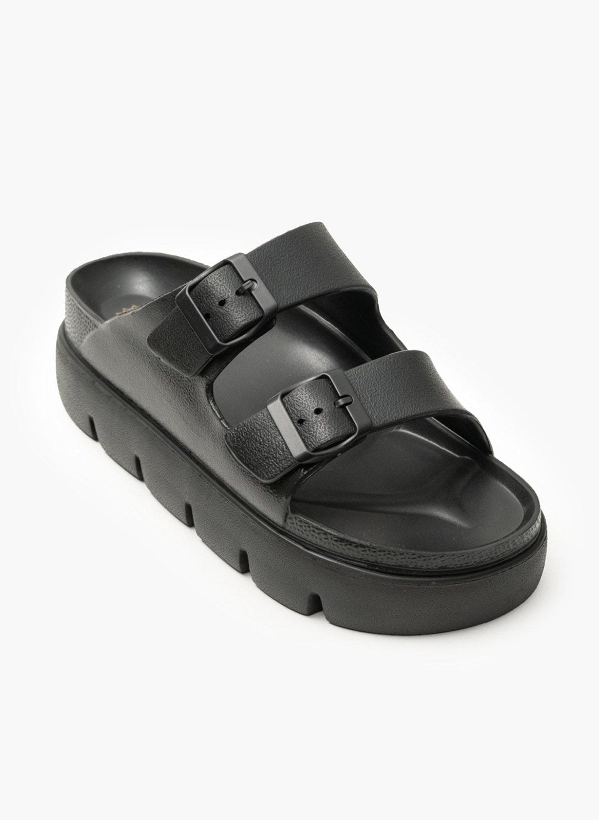 Flatforms slides με τοκάδες ATENEO - Μαύρο - thefashionproject.gr - ATENEO