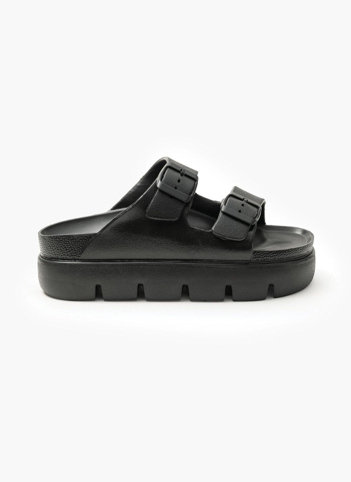 Flatforms slides με τοκάδες ATENEO - Μαύρο - thefashionproject.gr - ATENEO