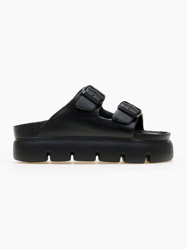 Flatforms slides με τοκάδες ATENEO - Μαύρο - thefashionproject.gr - ATENEO