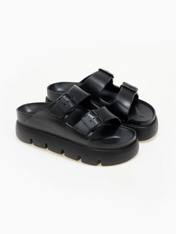 Flatforms slides με τοκάδες ATENEO - Μαύρο - thefashionproject.gr - ATENEO