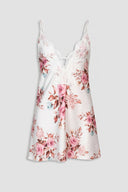 The Fashion Project - Floral Lace Trim Nightgown Set - White/Pink