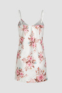 The Fashion Project - Floral Lace Trim Nightgown Set - White/Pink
