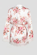 The Fashion Project - Floral Lace Trim Nightgown Set - White/Pink