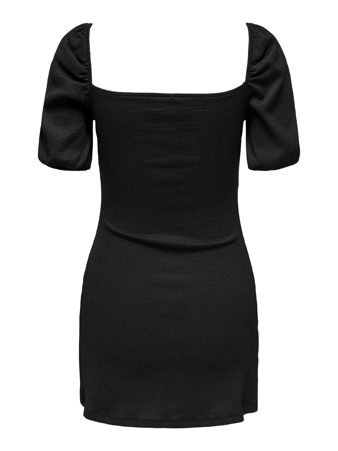 Φόρεμα γκοφρέ με άνοιγμα ONLY 15341518 - Μαύρο - thefashionproject.gr - ONLY