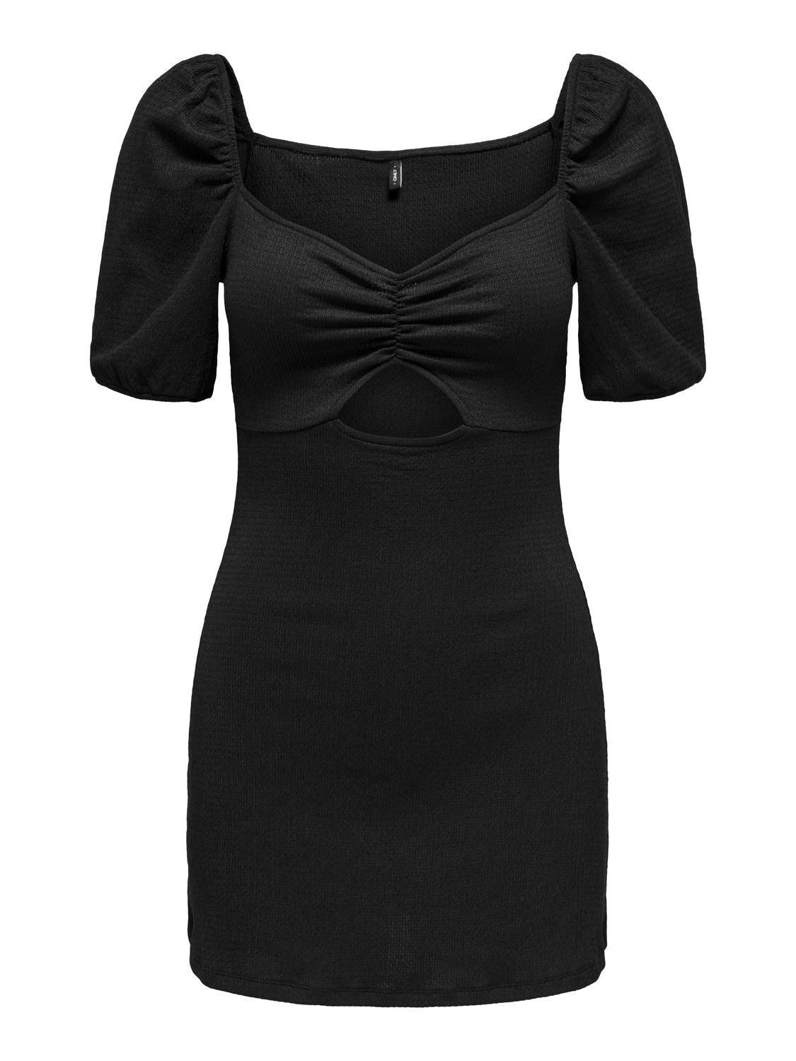 Φόρεμα γκοφρέ με άνοιγμα ONLY 15341518 - Μαύρο - thefashionproject.gr - ONLY