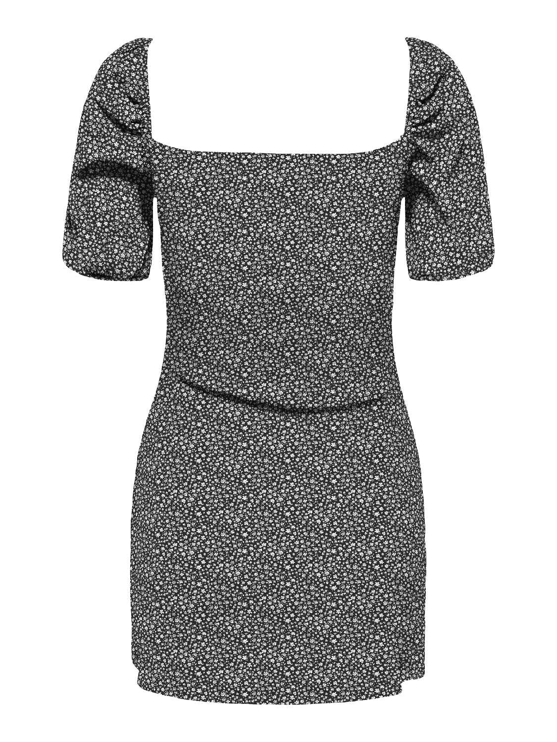 Φόρεμα γκοφρέ με λουλούδια ONLY 15341518 - Μαύρο - thefashionproject.gr - ONLY