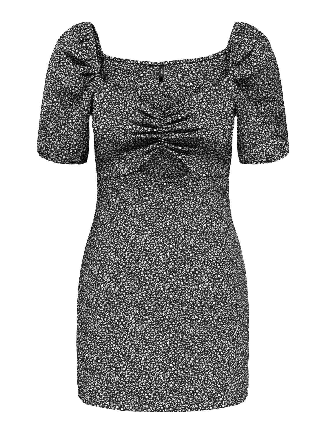 Φόρεμα γκοφρέ με λουλούδια ONLY 15341518 - Μαύρο - thefashionproject.gr - ONLY