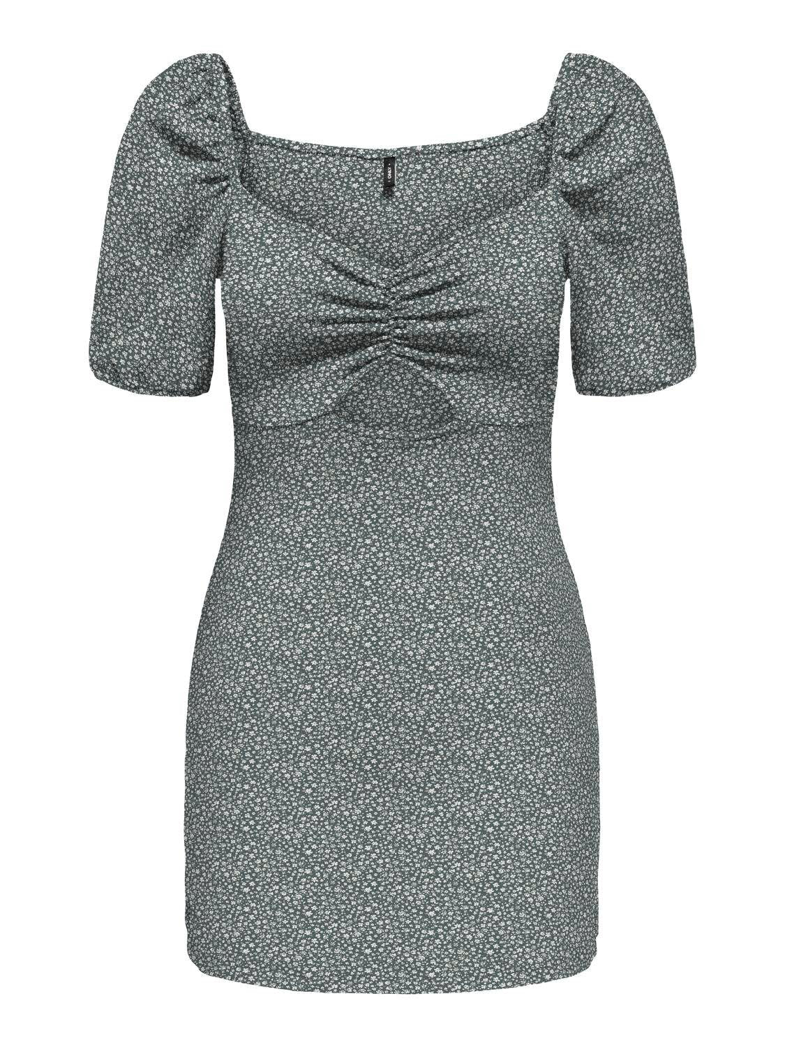 Φόρεμα γκοφρέ με λουλούδια ONLY 15341518 - Μέντα - thefashionproject.gr - ONLY