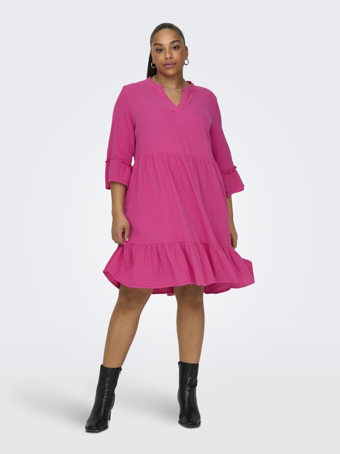 Φόρεμα λινό plus size CARMAKOMA 15316132 - Magenta - thefashionproject.gr - CARMAKOMA