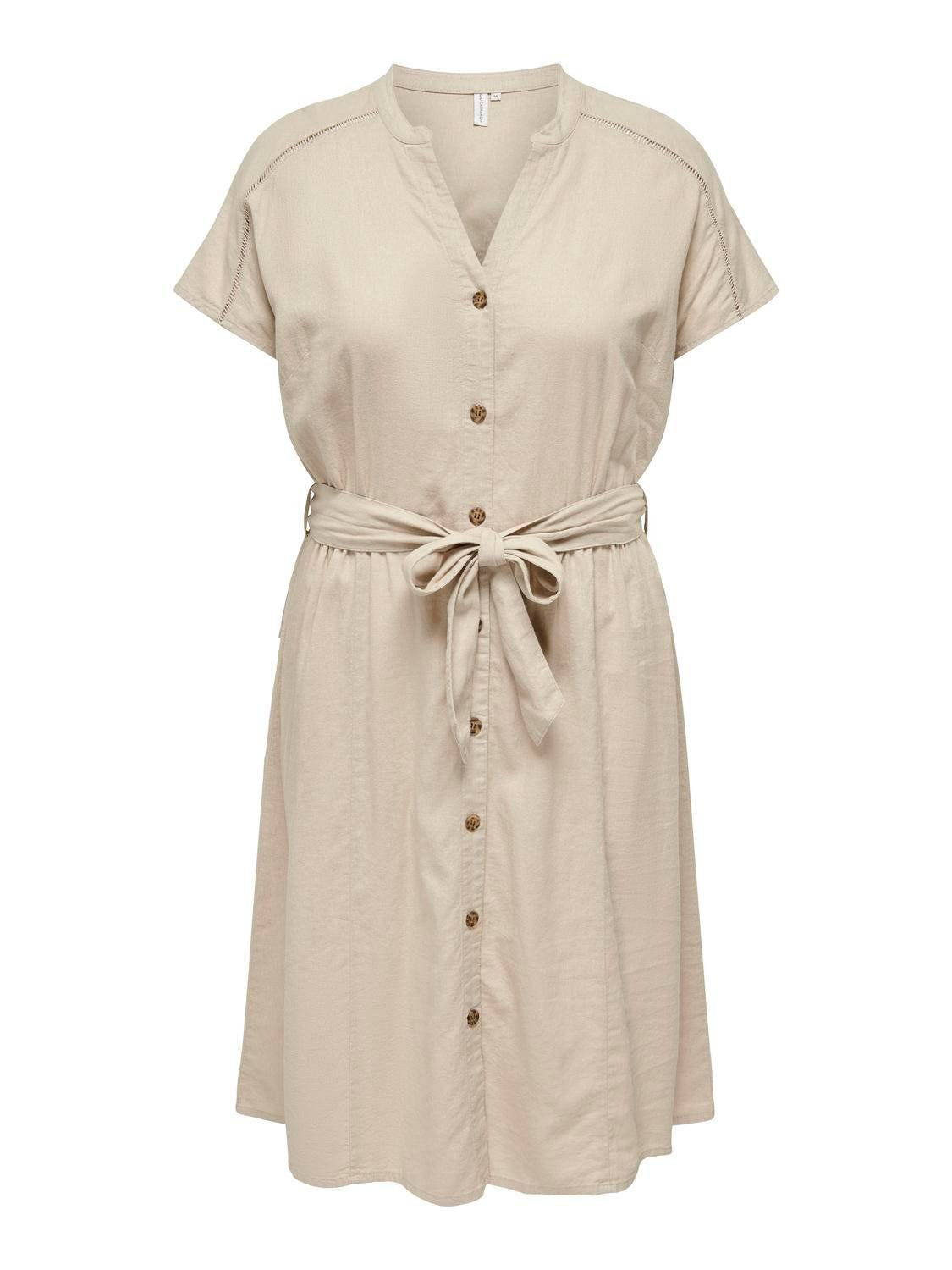 Φόρεμα λινό plus size CARMAKOMA 15319393 - Μπεζ - thefashionproject.gr - CARMAKOMA