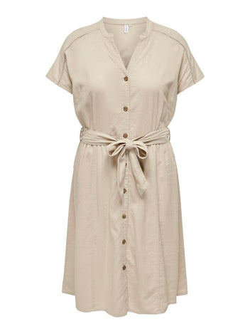 Φόρεμα λινό plus size CARMAKOMA 15319393 - Μπεζ - thefashionproject.gr - CARMAKOMA