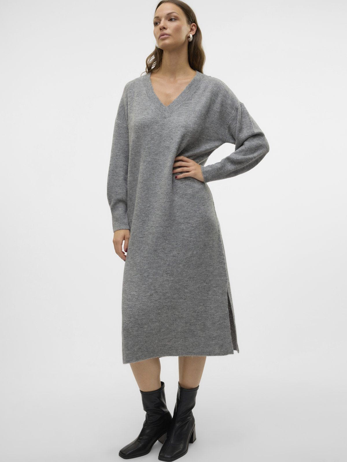 Φόρεμα μακρύ πλεκτό Vero Moda 10309605 - Γκρι - thefashionproject.gr - VERO MODA