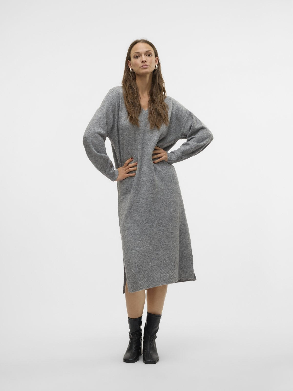 Φόρεμα μακρύ πλεκτό Vero Moda 10309605 - Γκρι - thefashionproject.gr - VERO MODA