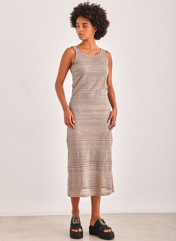 Φόρεμα μάξι με δαντέλα Vero Moda 10309293 - Τάουπε - thefashionproject.gr - VERO MODA