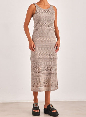 Φόρεμα μάξι με δαντέλα Vero Moda 10309293 - Τάουπε - thefashionproject.gr - VERO MODA