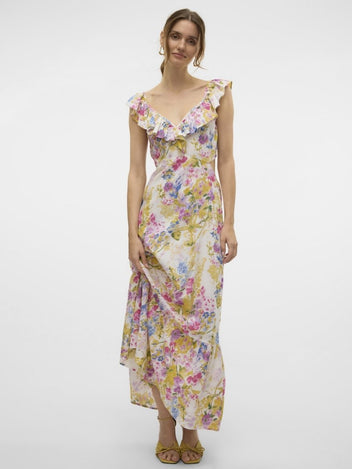 Φόρεμα με ανοιχτή πλάτη και βολάν Vero Moda 10323628 - Multi - thefashionproject.gr - VERO MODA