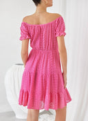 Φόρεμα με δαντέλα και cut out - Φούξια - thefashionproject.gr - The Fashion Project
