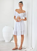 Φόρεμα με δαντέλα και cut out - Λευκό - thefashionproject.gr - The Fashion Project