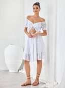 Φόρεμα με δαντέλα και cut out - Λευκό - thefashionproject.gr - The Fashion Project