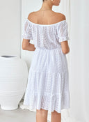 Φόρεμα με δαντέλα και cut out - Λευκό - thefashionproject.gr - The Fashion Project