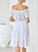 Φόρεμα με δαντέλα και cut out - Λευκό - thefashionproject.gr - The Fashion Project