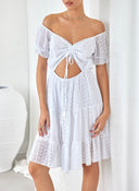 Φόρεμα με δαντέλα και cut out - Λευκό - thefashionproject.gr - The Fashion Project