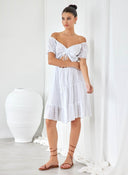 Φόρεμα με δαντέλα και cut out - Λευκό - thefashionproject.gr - The Fashion Project