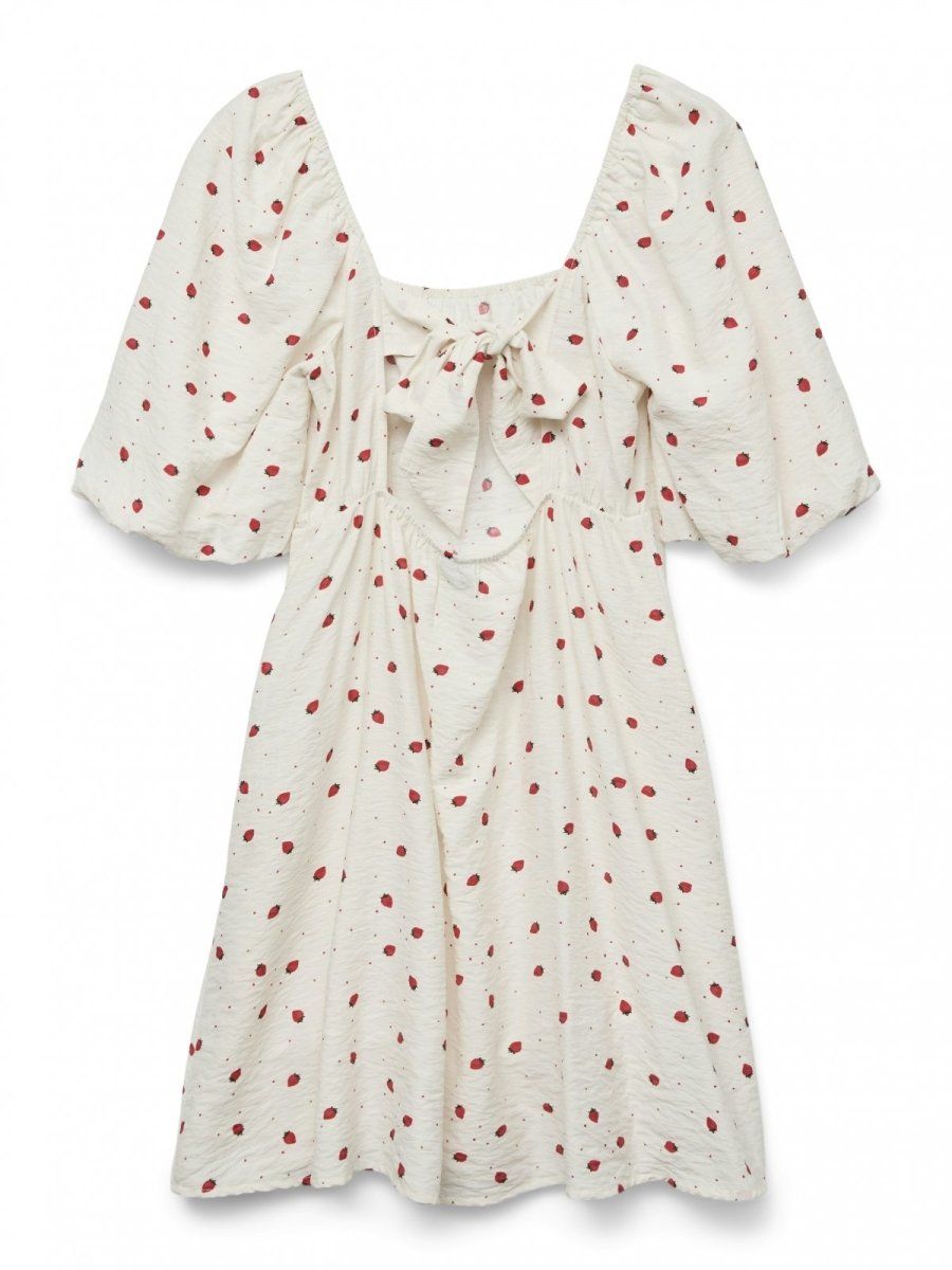 Φόρεμα με φράουλες Vero Moda 10324644 - Λευκό - thefashionproject.gr - VERO MODA