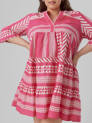 Φόρεμα με print Vero Moda Curve 10294292 - Κόκκινο - thefashionproject.gr - VERO MODA CURVE