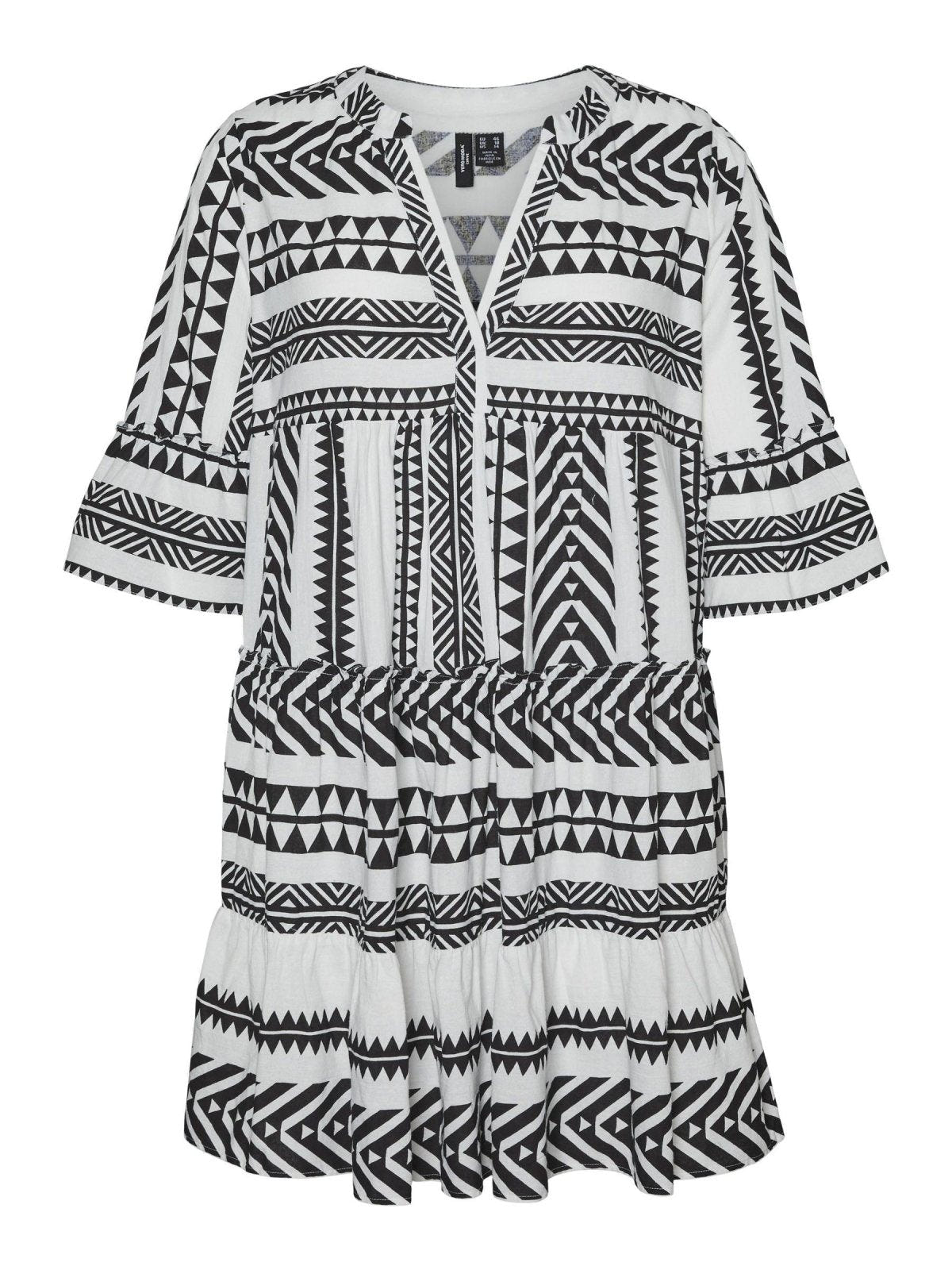 Φόρεμα με print Vero Moda Curve 10294292 - Λευκό/Μαύρο - thefashionproject.gr - VERO MODA CURVE
