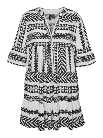 Φόρεμα με print Vero Moda Curve 10294292 - Λευκό/Μαύρο - thefashionproject.gr - VERO MODA CURVE