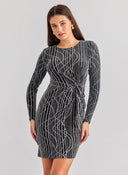 Φόρεμα μίνι lurex με σούρα Vero Moda 10277560 - Μαύρο/Ασημί - thefashionproject.gr - VERO MODA