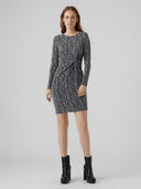 Φόρεμα μίνι lurex με σούρα Vero Moda 10277560 - Μαύρο/Ασημί - thefashionproject.gr - VERO MODA