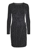 Φόρεμα μίνι lurex με σούρα Vero Moda 10277560 - Μαύρο/Ασημί - thefashionproject.gr - VERO MODA